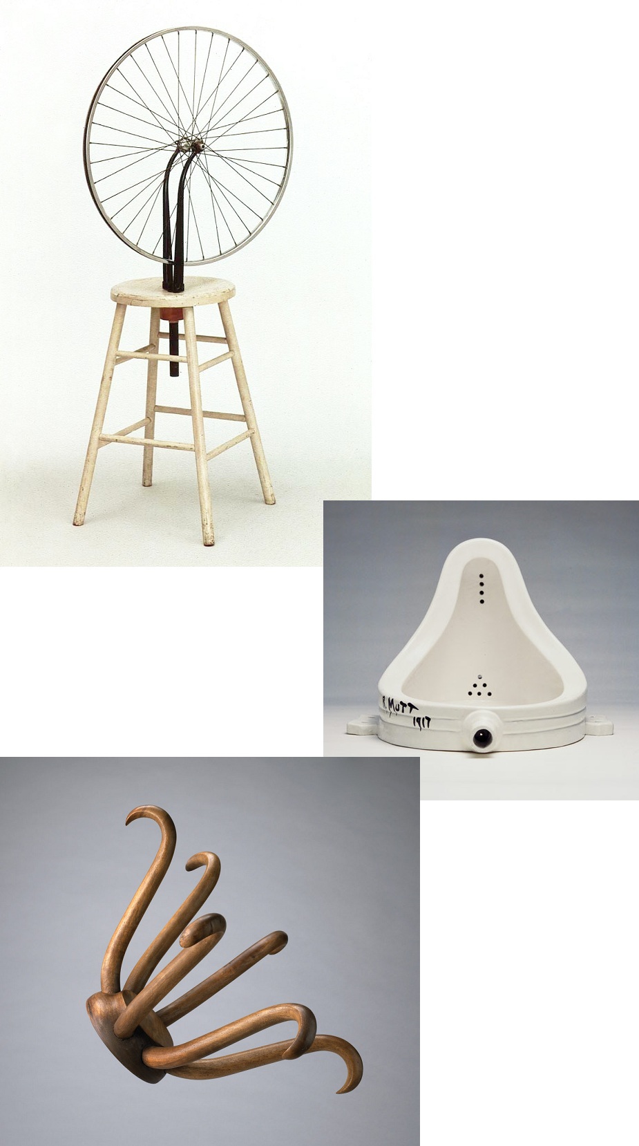 Ready-mades de Marcel Duchamp: Roda de Bicicleta, A Fonte e Hat rack