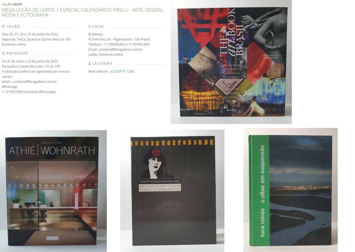 Mega leilão de livros | Especial calendários Pirelli – Arte, design, moda e fotografia (com participação de livros meus e da Galeria Pontes)