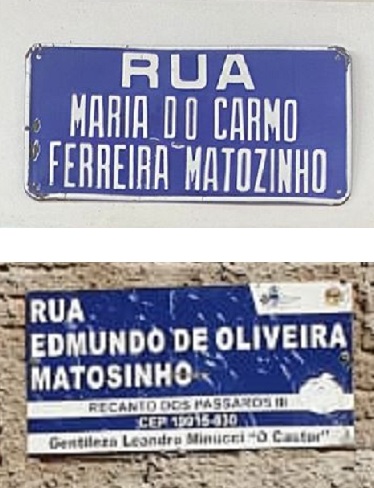Placas de rua em homenagem aos meus pais em “Fotos de Ourinhos (museu virtual)”