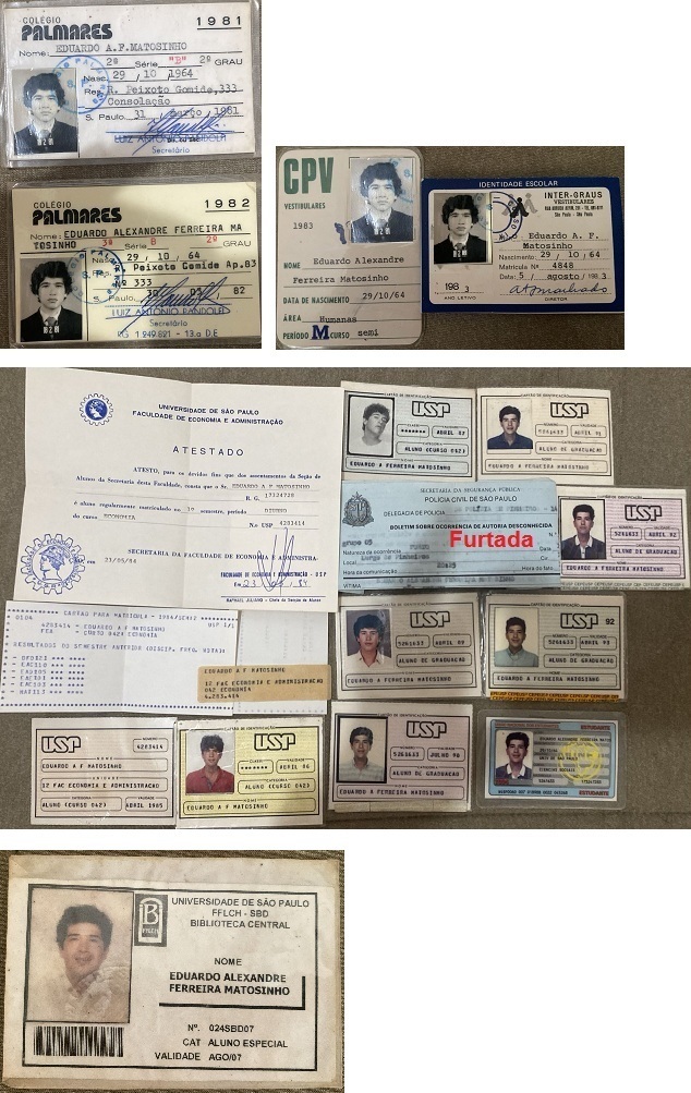 Minha vida estudantil na cidade de São Paulo mostrada pelas carteirinhas