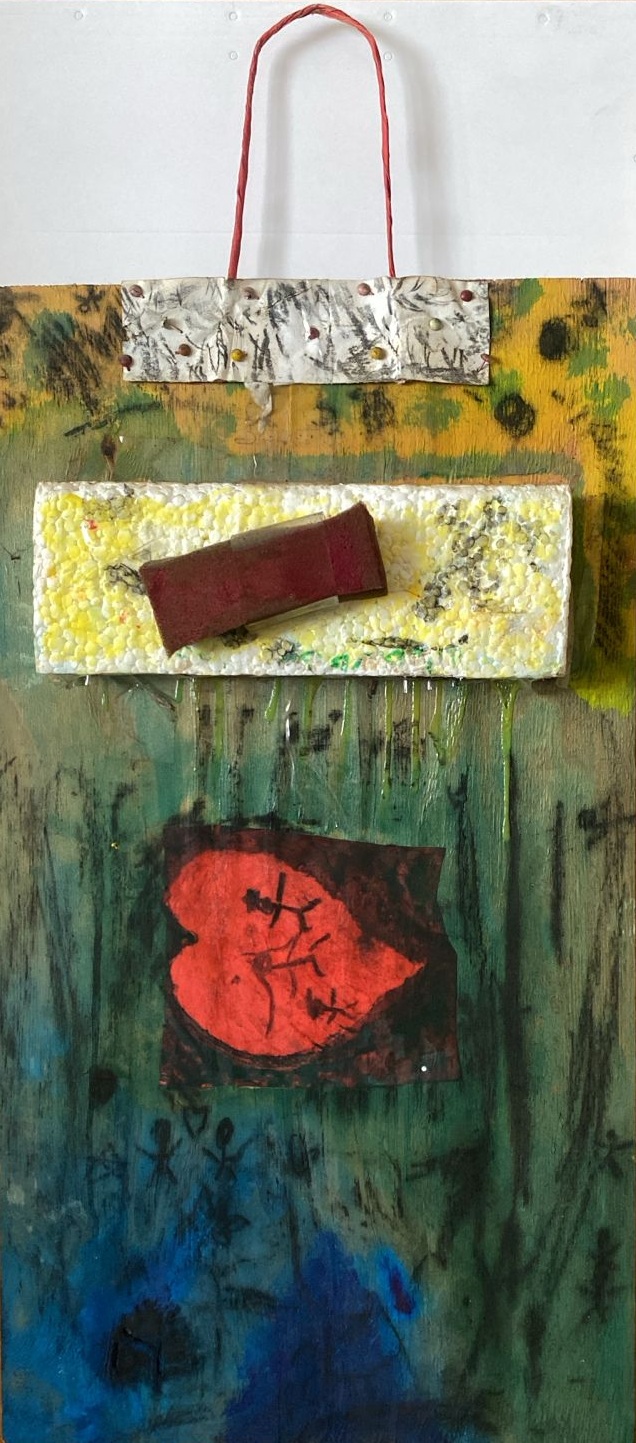 Meu coração como vermelho balão – Assemblage