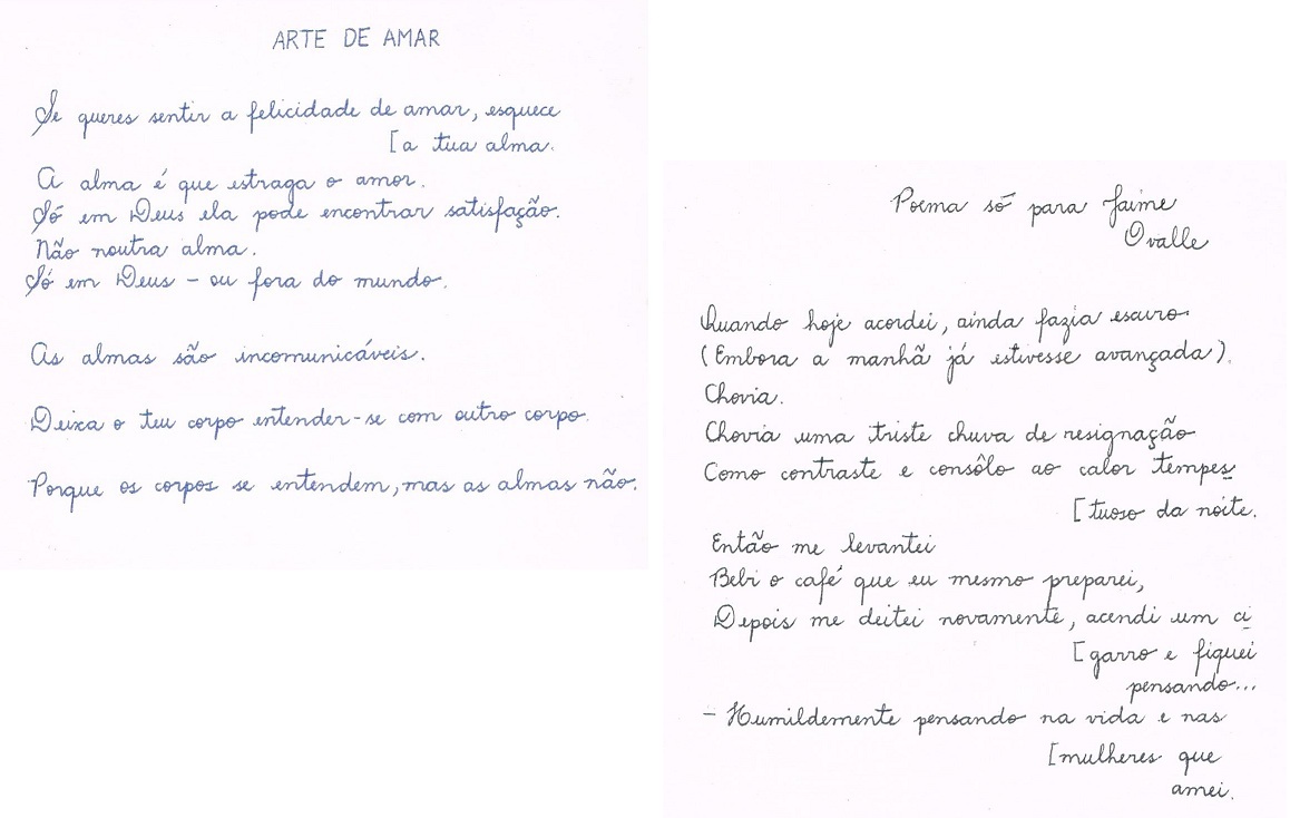 Cintia: “2 poesias do bardo Manuel, com sua linda letra…”
