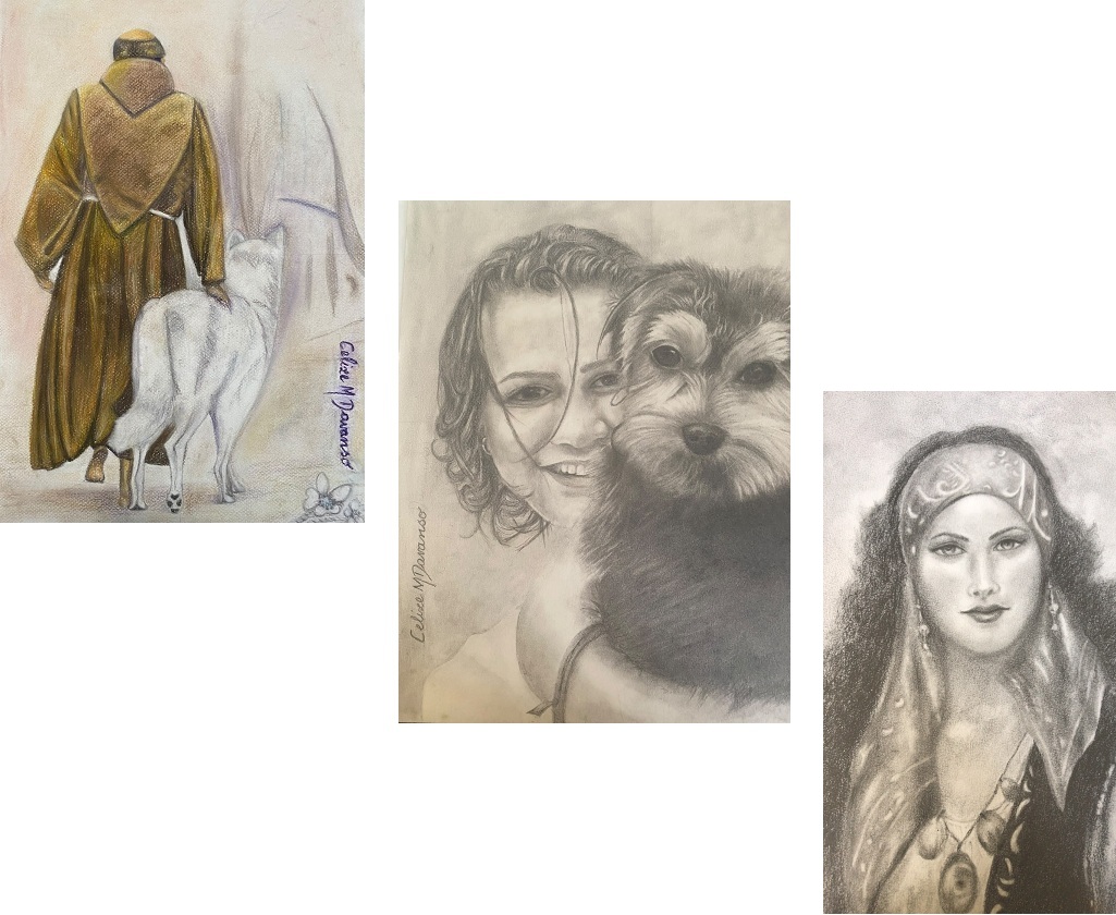 Desenho e grafites da prima Celize Mattosinho Davanso